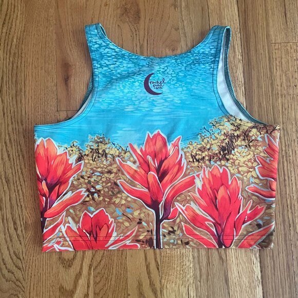 Rachel Pohl Art LIKE NEW Crop Top L - Blue/Red Wildflower Paintbrush - RARE ✨🌻✨ - Picture 3 of 7